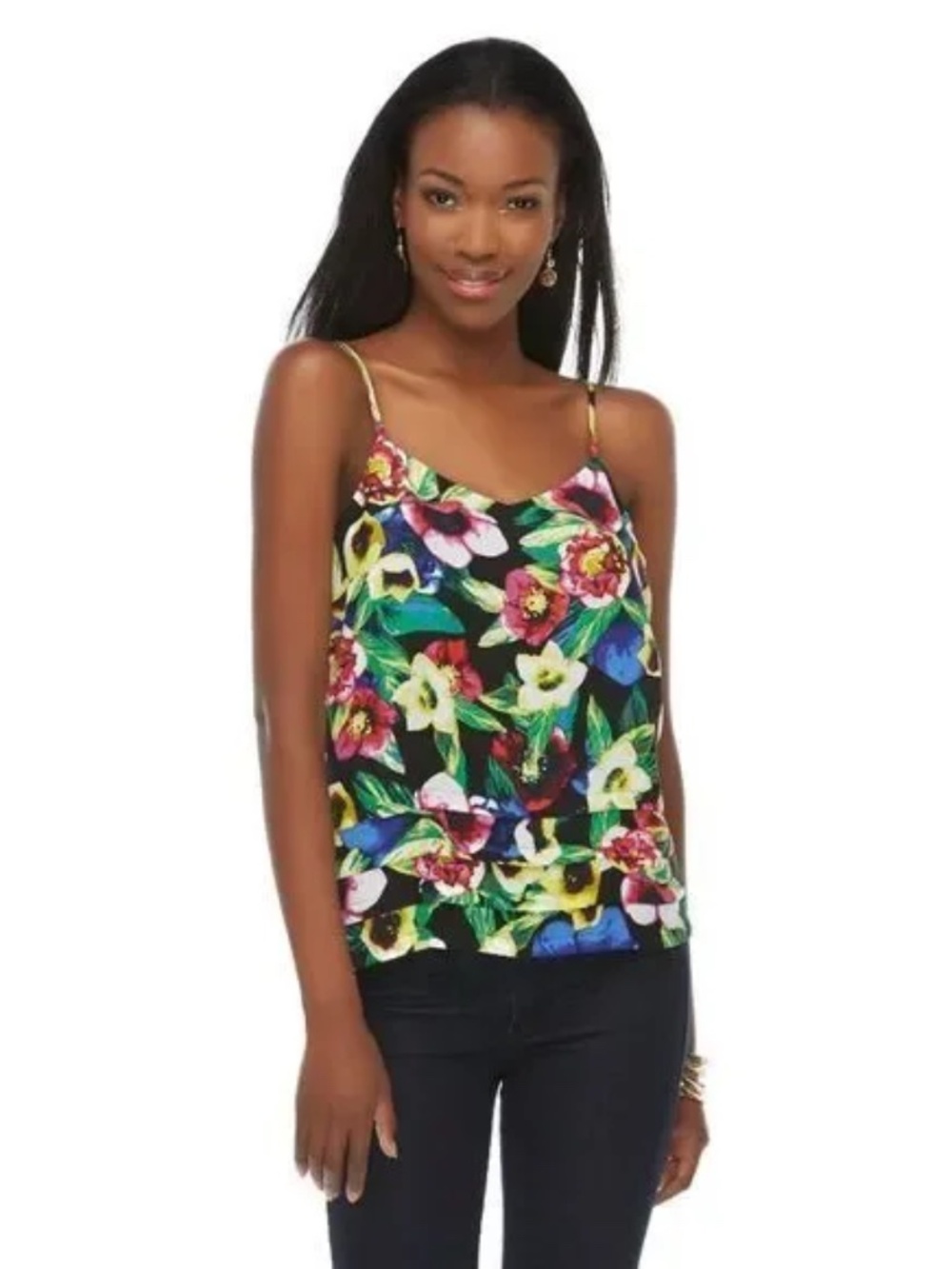 Attention Floral Multicolored Patterned Tank Top Size Large